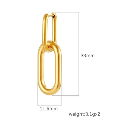 1 Pair IG Style Oval Mixed Metal 304 Stainless Steel Drop Earrings
