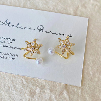 1 Pair Basic Geometric Plating Copper Imitation Pearl Zircon Earrings