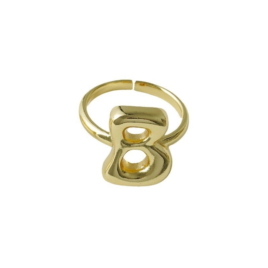 Copper Brass 18K Gold Plated Letter Open Rings