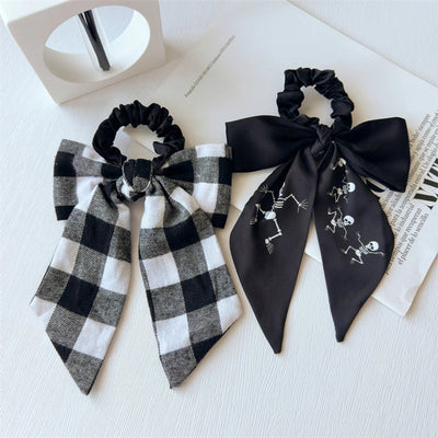 New Bow Long Ponytail Ribbon Large Intestine Hair Ring   Hot Sale Skull Hair Ring Hair Rope