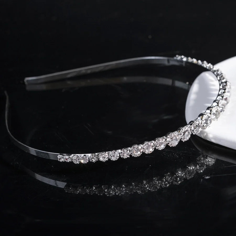 women's simple style waves flower bow knot metal inlay pearl zircon hair band