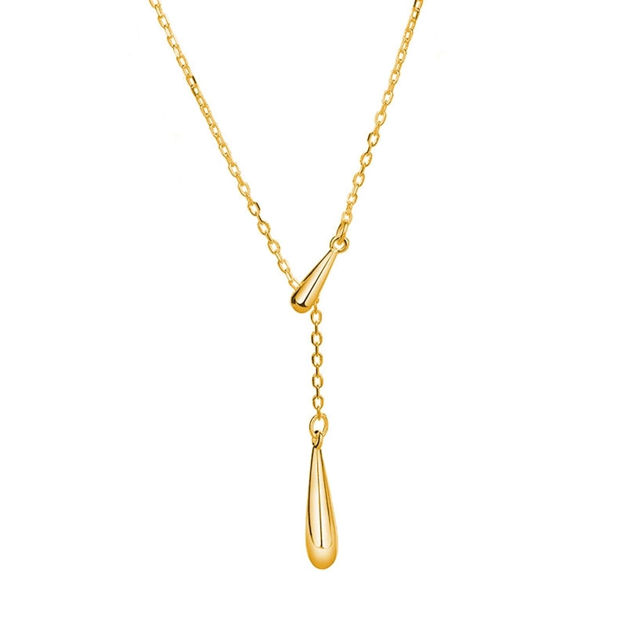 201 Stainless Steel Copper Water Droplets Pendant Necklace