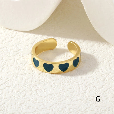 Jewelry Cute Pentagram Copper Enamel Open Rings