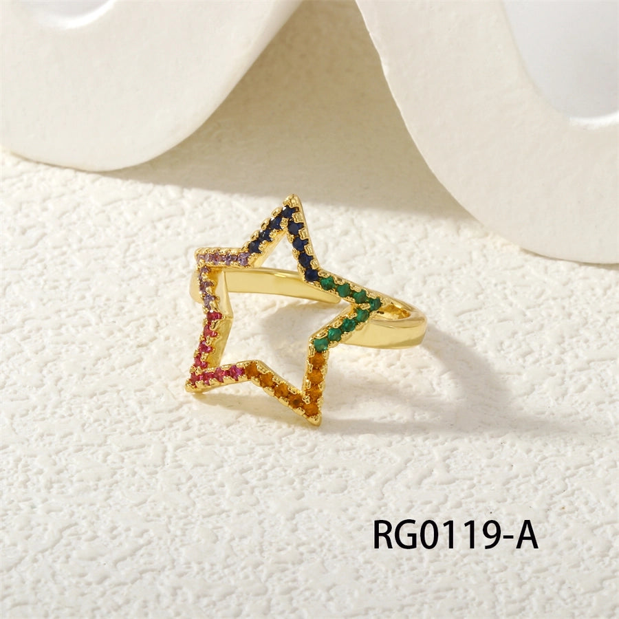 Jewelry Vintage Style Classic Style Pentagram Copper Zircon Open Rings