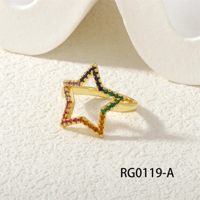 Jewelry Vintage Style Classic Style Pentagram Copper Zircon Open Rings