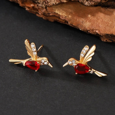 1 Pair Simple Style IG Style Hummingbird Plating Inlay Copper Zircon Ear Studs