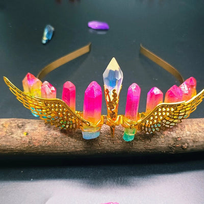 retro crown natural crystal hair band