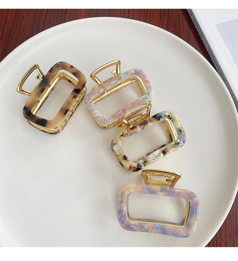 women's simple style solid color alloy plating hair claws