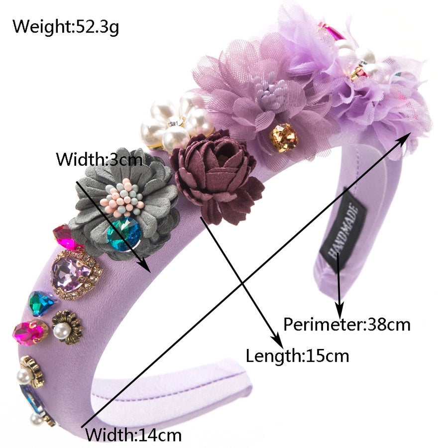Women's Casual Vacation Classic Style Flower Alloy Cloth Plating Inlay Glass Pearl Hair Band