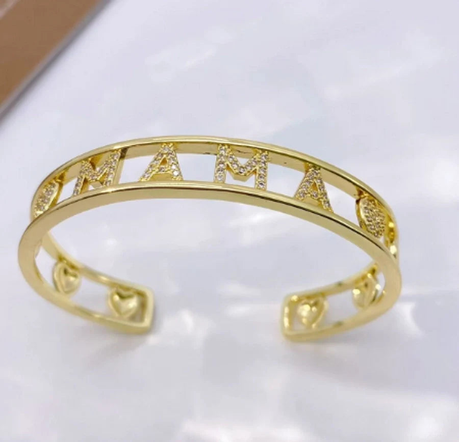 Jewelry Vintage Style Classic Style Letter Copper Zircon Mixed Metal Plating Bangle