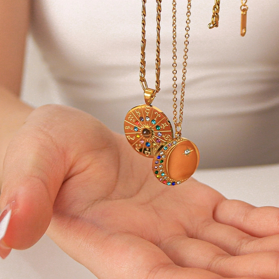 Jewelry Retro Simple Style Constellation Titanium Steel Plating Pendant Necklace