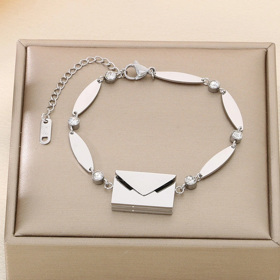 Elegant envelope Oval 304 Stainless Steel 18K Gold Plated  Bracelets In Bulk