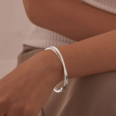 Simple Style Geometric 304 Stainless Steel Zircon Bangle In Bulk