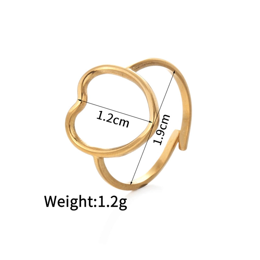 Jewelry Retro Four Leaf Clover Heart Shape 304 Stainless Steel Plating Open Rings