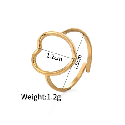 Jewelry Retro Four Leaf Clover Heart Shape 304 Stainless Steel Plating Open Rings