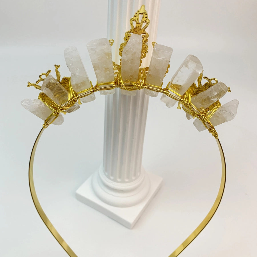 retro crown plastic resin patchwork hair band