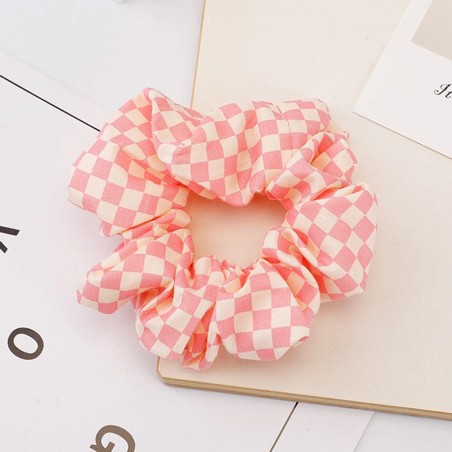 women's sweet simple style plaid cloth hair tie
