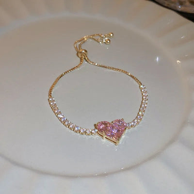 sweet colorful rectangle copper inlay zircon bracelets