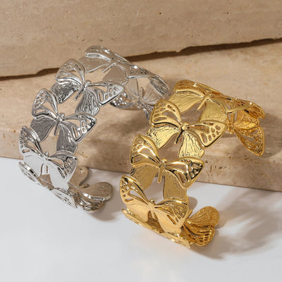 Casual Elegant Sweet Butterfly 304 Stainless Steel 16K Gold Plated White Gold Plated Gold Plated Bangle In Bulk