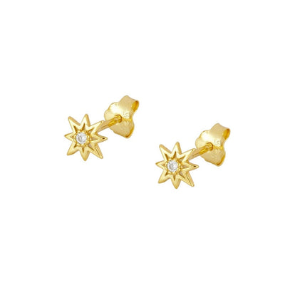 1 Pair Simple Style Geometric Star Inlay Copper Zircon Gold Plated Earrings Ear Studs