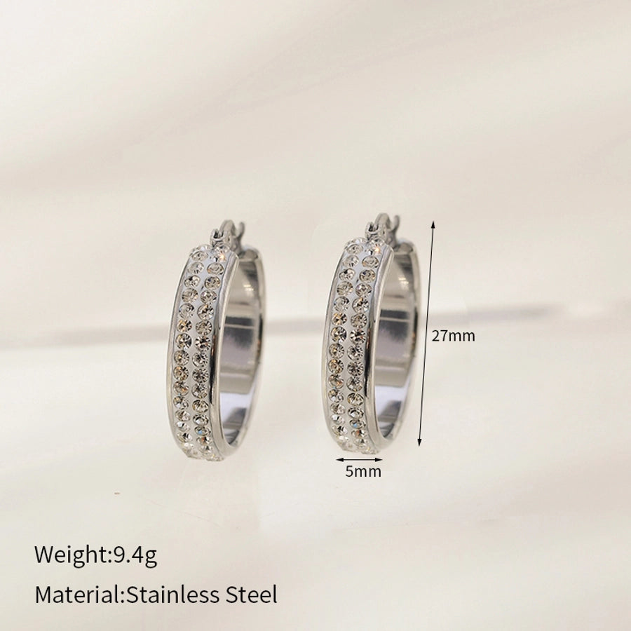 1 Pair Elegant Classic Style Circle 304 Stainless Steel Earrings