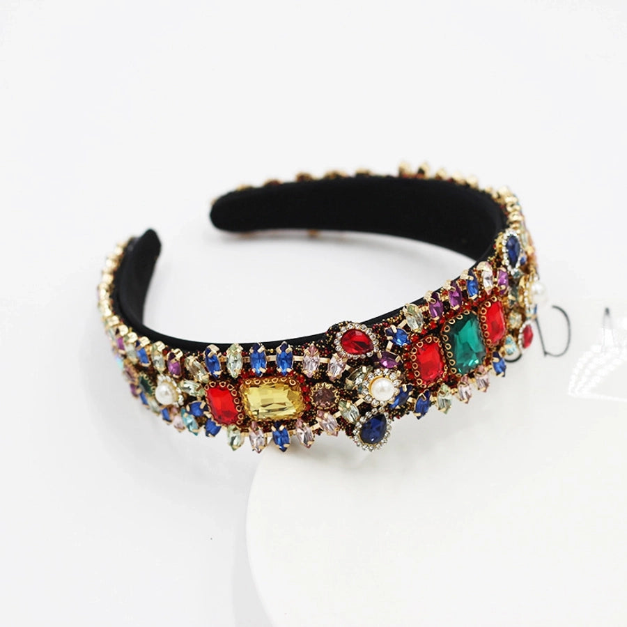 baroque style headband color rhinestone gem geometric prom catwalk hair ornament
