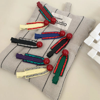 Simple Red Bean Metal Barrettes Advanced Retro Easy Matching BB Clip Elegant Girl Side Bang Clip Duckbill Clip