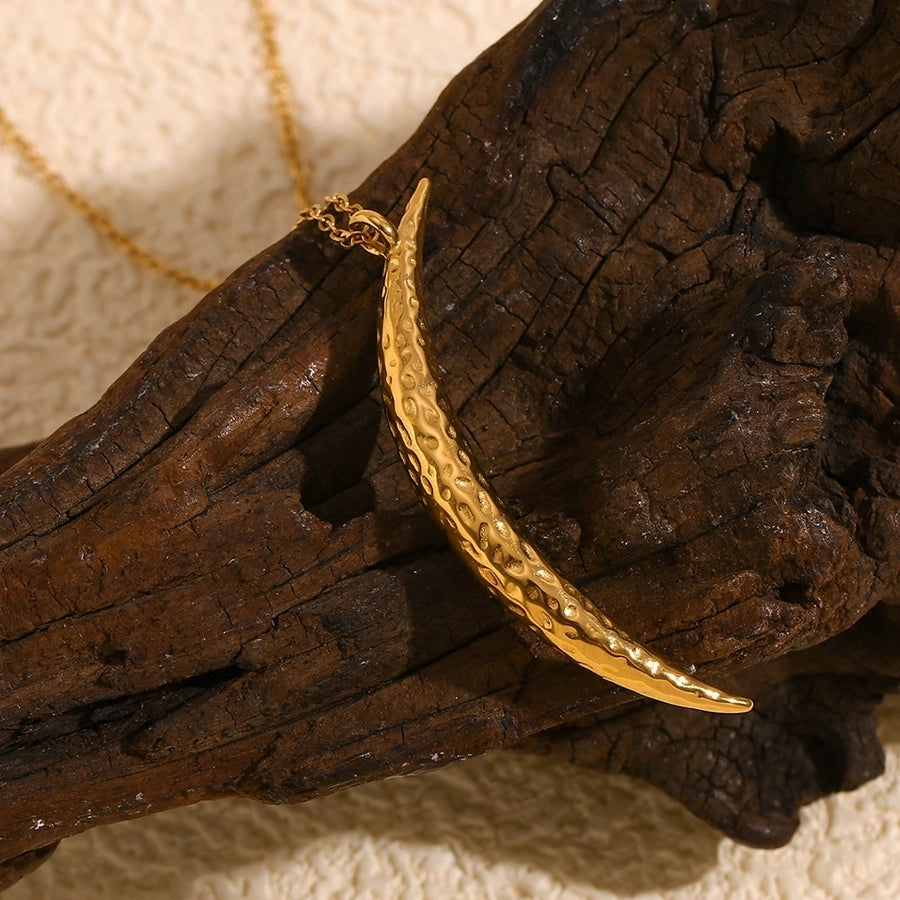 Jewelry Retro Star Moon 304 Stainless Steel Rhinestones 18K Gold Plated Plating Inlay Pendant Necklace