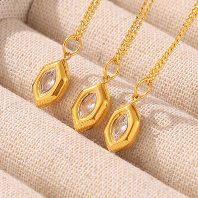 Jewelry Simple Style Korean Style Hexagon 304 Stainless Steel 18K Gold Plated Plating Pendant Necklace Necklace