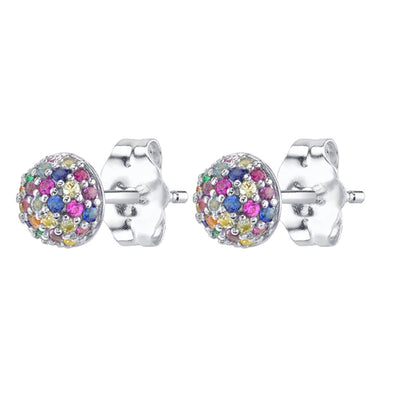 1 Pair IG Style Shiny Geometric Inlay Copper Zircon 24K Gold Plated Ear Studs