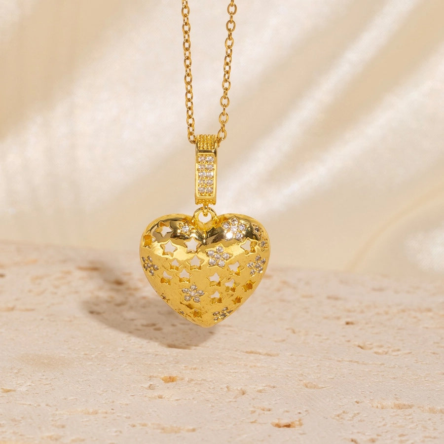 Copper Plating Heart Shape Pendant Necklace