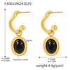1 Pair Elegant Vacation Geometric Inlay 304 Stainless Steel Agate 18K Gold Plated Drop Earrings