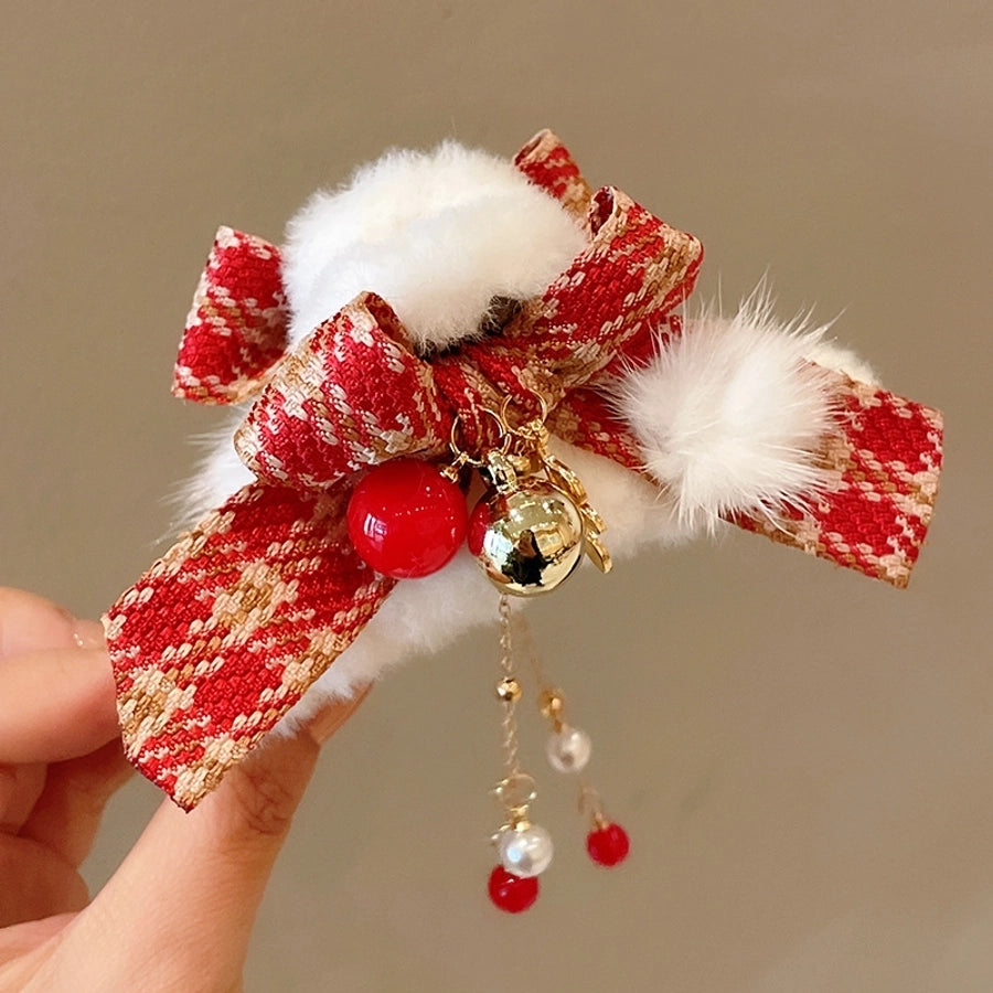 Christmas Casual Simple Style Streetwear Women's Bow Knot Arylic Alloy Hair Claws