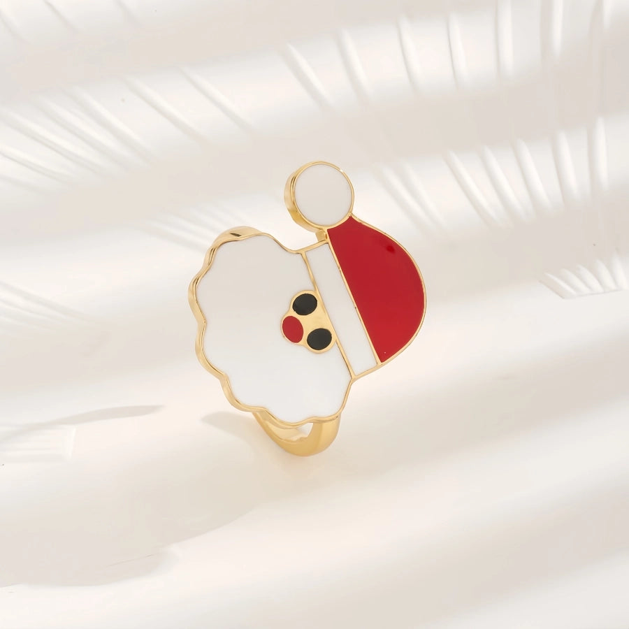 Copper 18K Gold Plated Inlay Santa Claus Zircon Rings