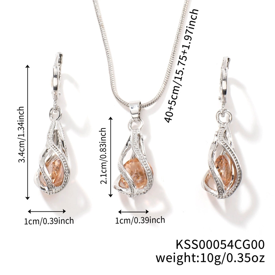 Copper Rhodium Plated Inlay Lantern Glass Jewelry Set