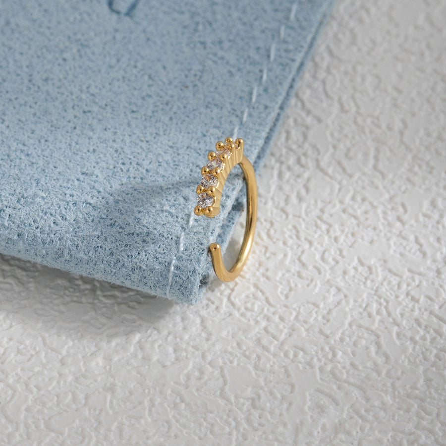 1 Piece Nose Rings & Studs Simple Style Geometric Heart Shape Alloy Plating Inlay Rhinestones Nose Rings & Studs