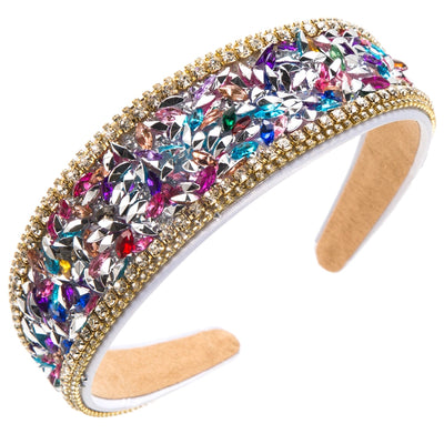 women's luxurious baroque style geometric cloth inlay acrylic rhinestones hair band