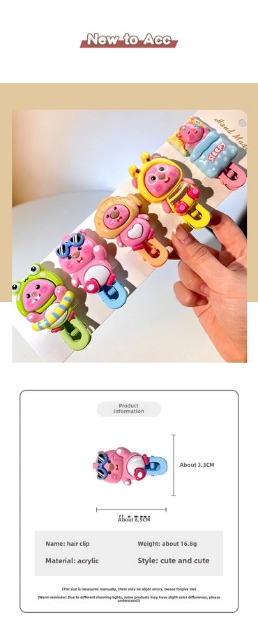 LOOPY Little Beaver Children's Hairpin Duckbill Clip Side Bangs Clip Broken Hairpin Little Girl's Headwear Ruby Hair Accessories