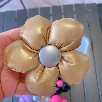 HD7387A02 sweet cool leather three-dimensional five-petal flower hairpin hairpin simple elegant flower duckbill clip hair accessories