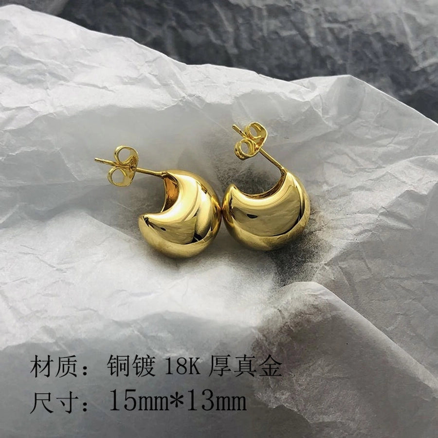 1 Pair Simple Style Water Droplets Rhombus Copper 18K Gold Plated Earrings