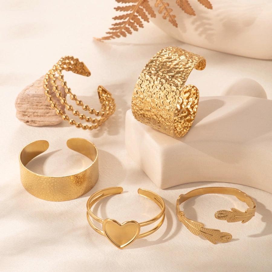 Simple Style Roman Style British Style Leaf Heart Shape Solid Color 304 Stainless Steel Bangle In Bulk