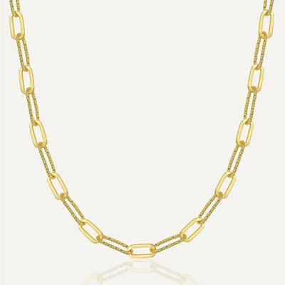 Brass 18K Gold Plated Paper Clip Solid Color Long Necklace Necklace