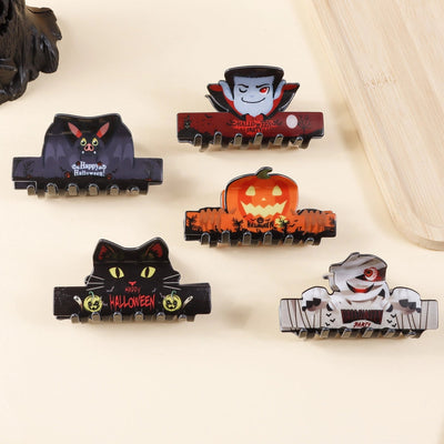 Halloween Funny Women's Pumpkin Cat Skull PVC Hair Claws