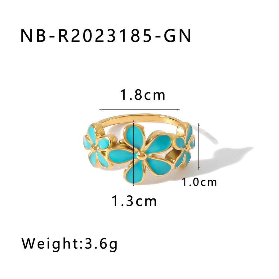 Jewelry IG Style Simple Style Classic Style Flower 304 Stainless Steel 18K Gold Plated Rings