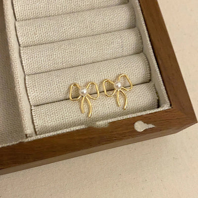 1 Pair Casual Simple Style Streetwear Bow Knot Plating Copper Ear Studs