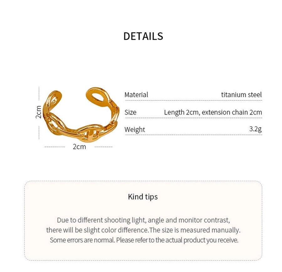 Jewelry French Style IG Style Geometric Titanium Steel Plating Open Rings