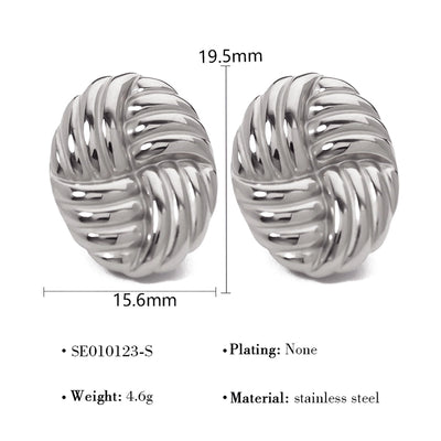 1 Pair French Style Simple Style Classic Style Oval Polishing 304 Stainless Steel 18K Gold Plated Ear Studs