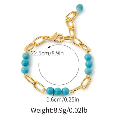Copper Beaded Pearl Natural Stone Turquoise Bracelets