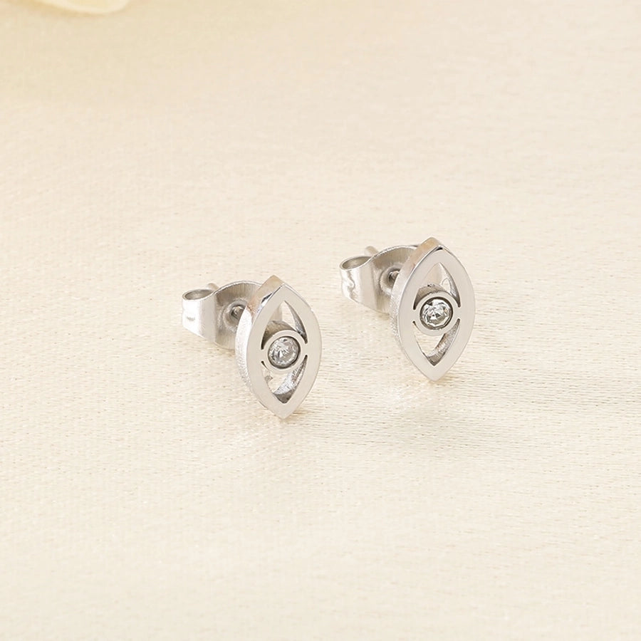 1 Pair Vintage Style Water Droplets Hollow Out Inlay 304 Stainless Steel Zircon 18K Gold Plated Ear Studs