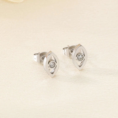 1 Pair Vintage Style Water Droplets Hollow Out Inlay 304 Stainless Steel Zircon 18K Gold Plated Ear Studs